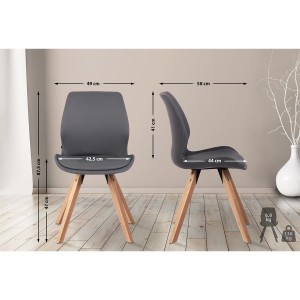 Lote 4 sillas de confidente KALI, estructura de madera, color negro