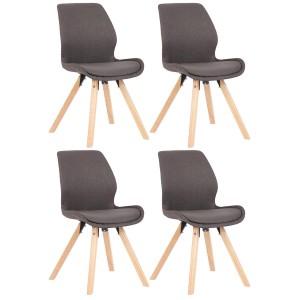 Lote 4 sillas de confidente KALI, estructura de madera, color negro