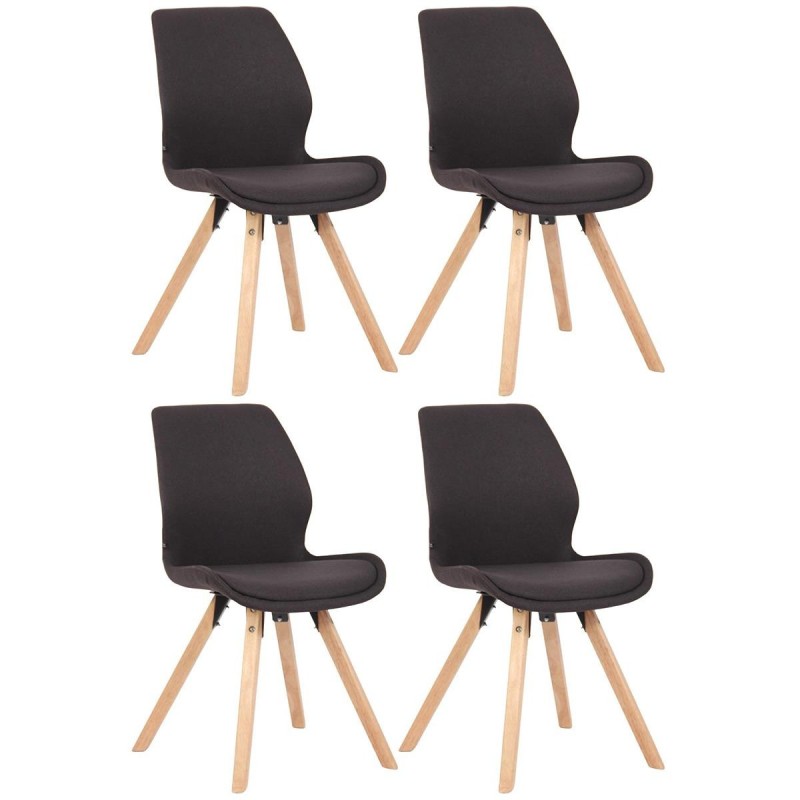 Lote 4 sillas de confidente KALI, estructura de madera, color negro