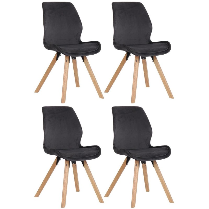 Lote 4 sillas de confidente KALI, estructura de madera, color negro