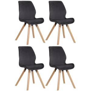 Lote 4 sillas de confidente KALI, estructura de madera, color negro