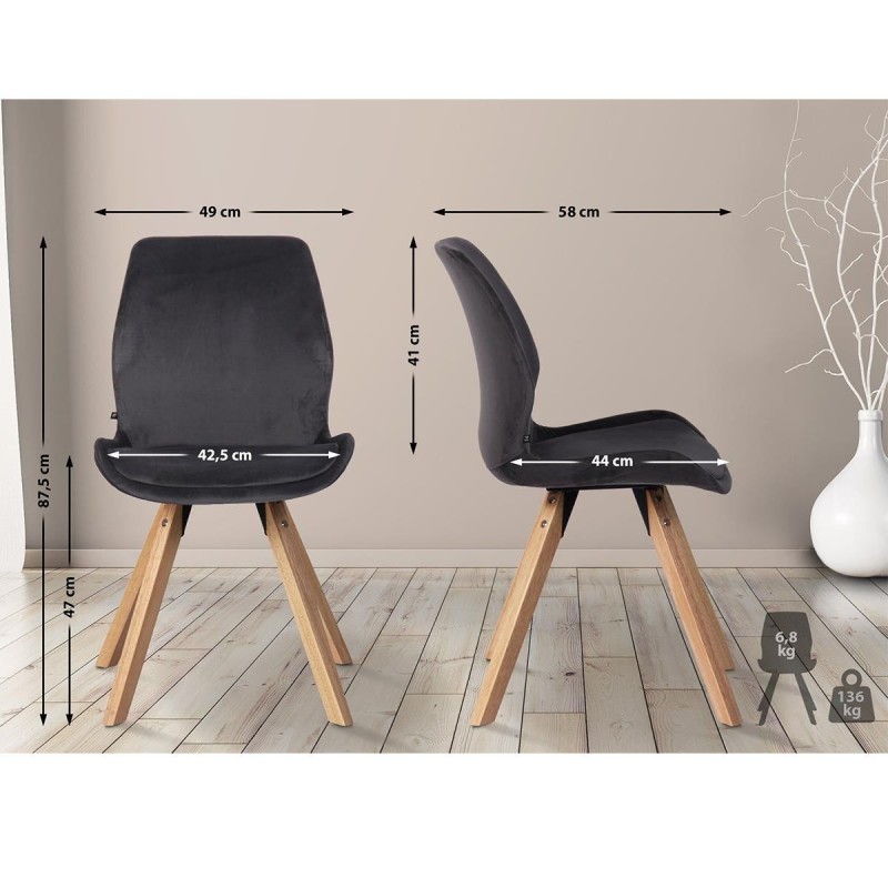 Lote 4 sillas de confidente KALI, estructura de madera, color negro