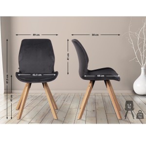 Lote 4 sillas de confidente KALI, estructura de madera, color negro