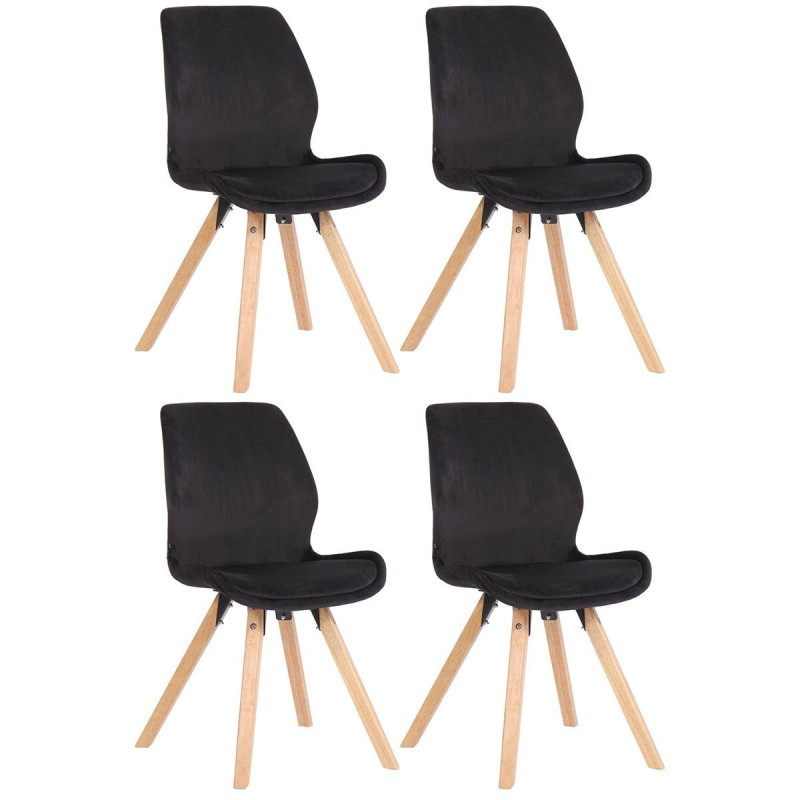 Lote 4 sillas de confidente KALI, estructura de madera, color negro