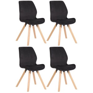 Lote 4 sillas de confidente KALI, estructura de madera, color negro