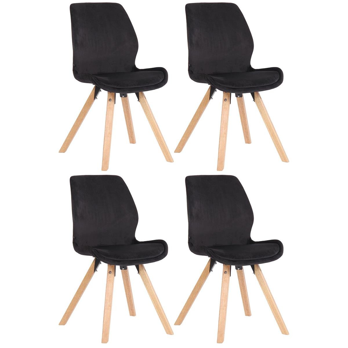 Lote 4 Sillas de Confidente KALI, Estructura de Madera, Asiento Tapizado, en Terciopelo color Negro