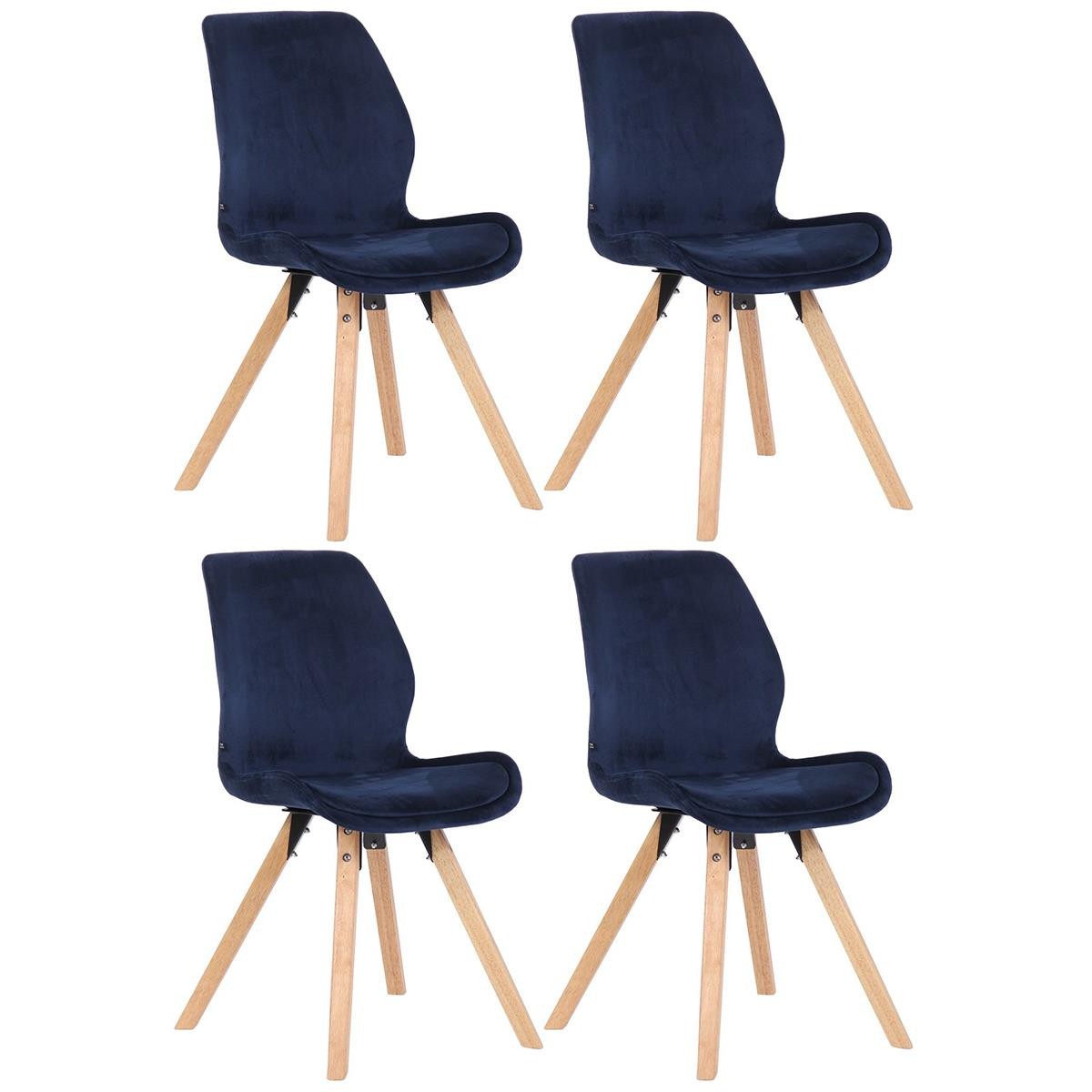 Lote 4 Sillas de Confidente KALI, Estructura de Madera, Asiento Tapizado, en Terciopelo color Negro