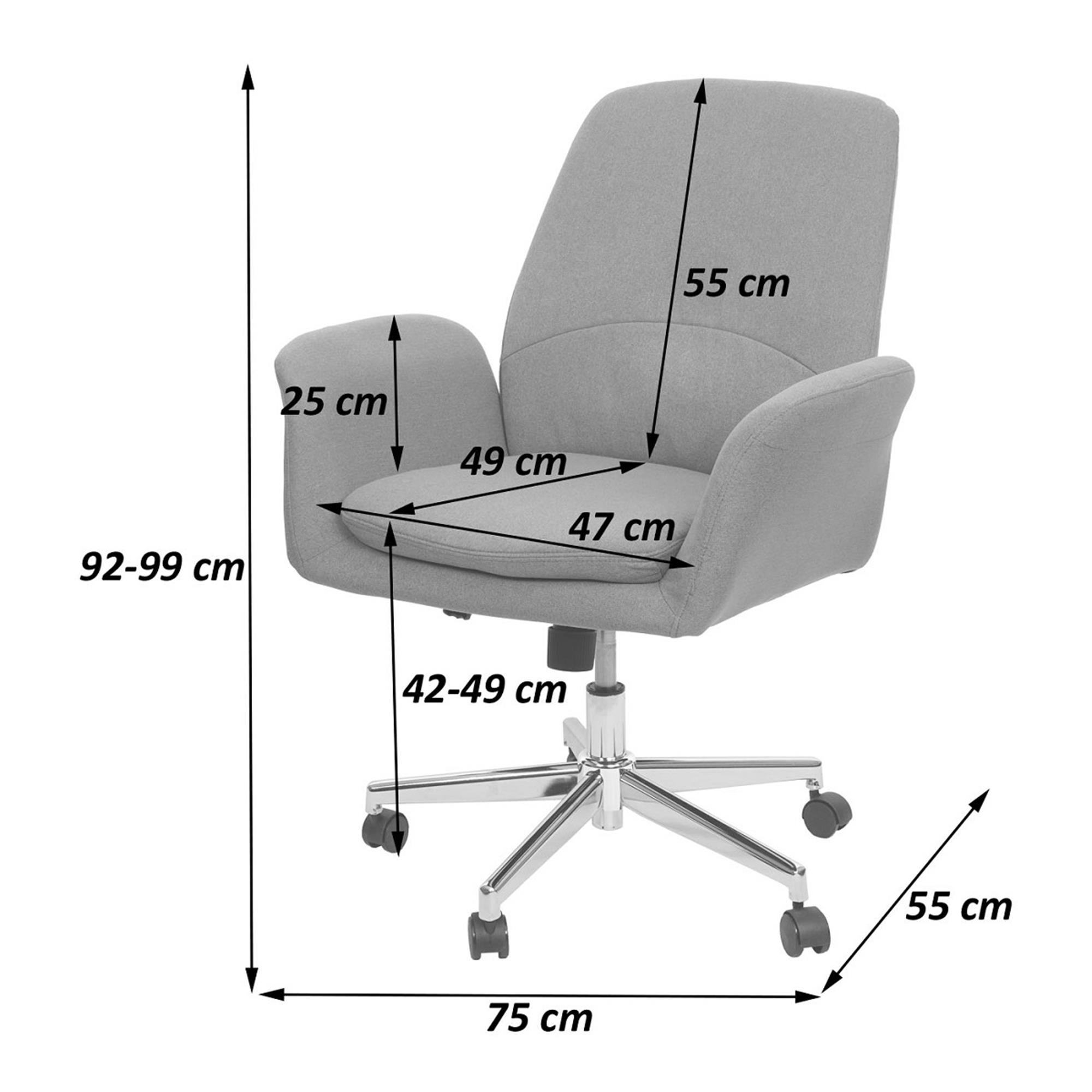 Silla de Oficina MADISON, Gran Acolchado, Base Metálica, Tapizada en Tela color Gris