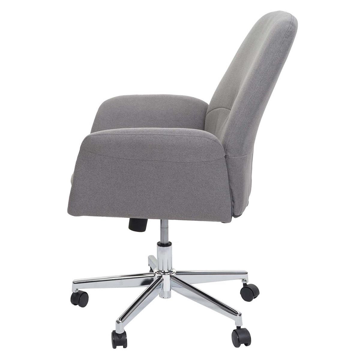 Silla de Oficina MADISON, Gran Acolchado, Base Metálica, Tapizada en Tela color Gris