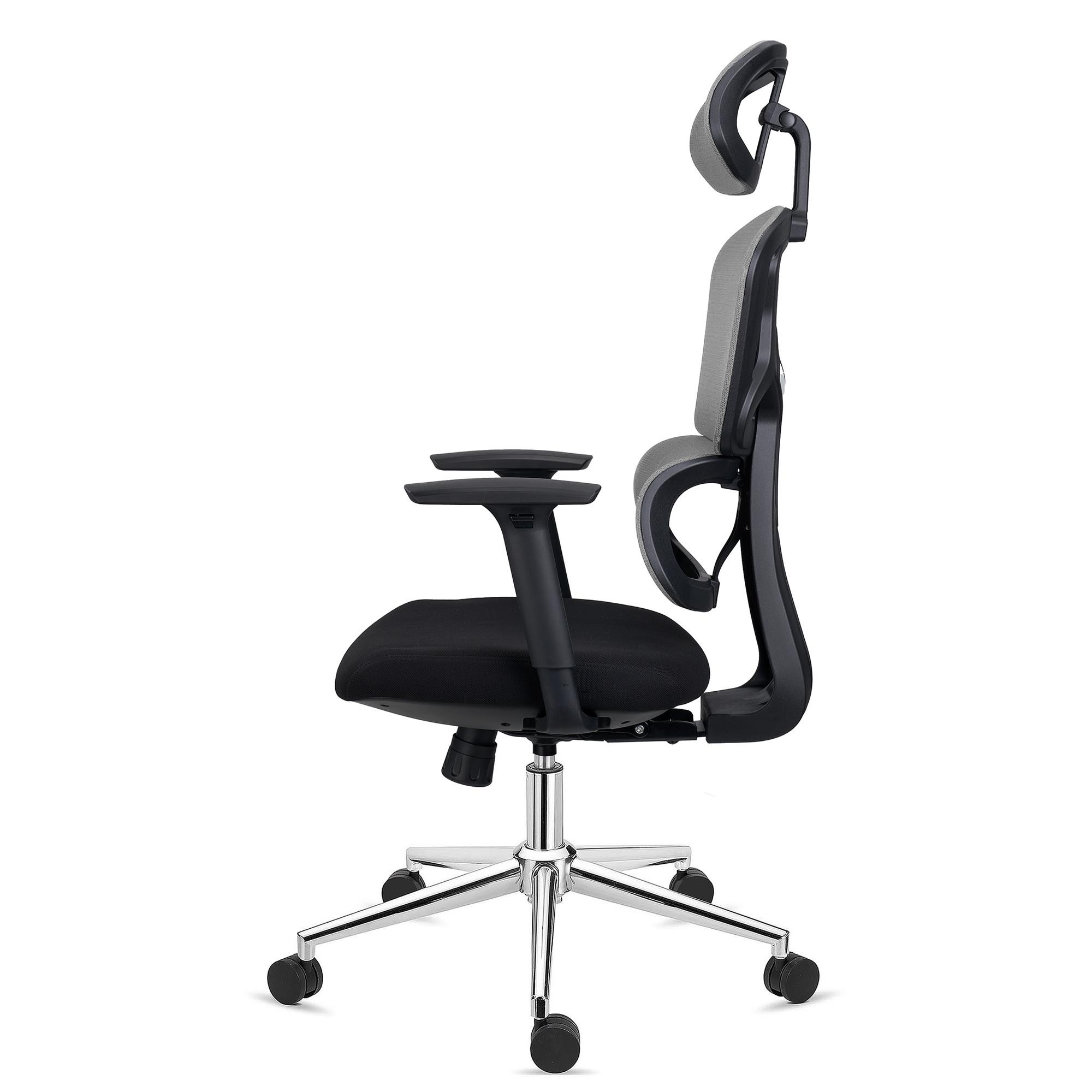 Silla Ergonómica SIDNEY, Gran Confort, Mecanismo Sincro, Uso Intensivo 8H, Tela y Malla Negra