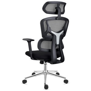 Silla de oficina ergonómica SIDNEY, uso 8 horas, en negro