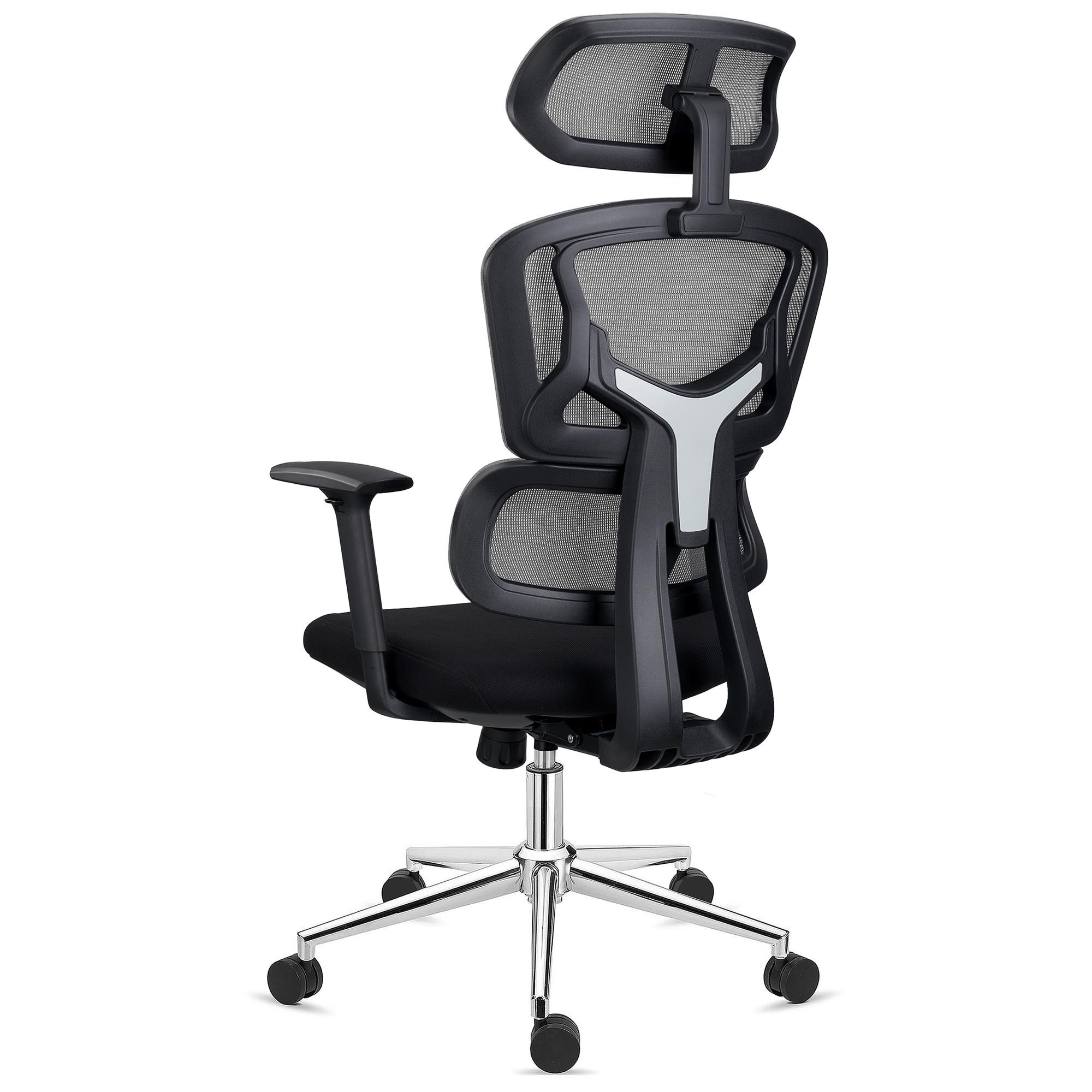 Silla Ergonómica SIDNEY, Gran Confort, Mecanismo Sincro, Uso Intensivo 8H, Tela y Malla Negra