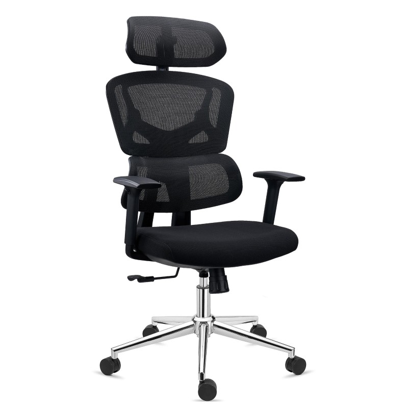 Silla de oficina ergonómica SIDNEY, uso 8 horas, en negro