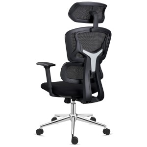 Silla de oficina ergonómica SIDNEY, uso 8 horas, en negro