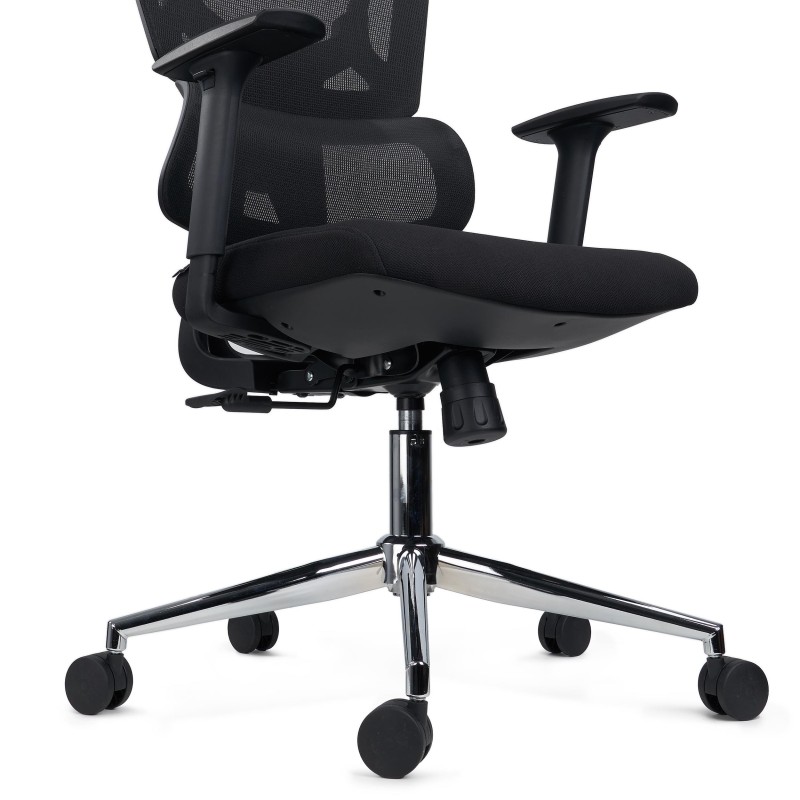 Silla de oficina ergonómica SIDNEY, uso 8 horas, en negro
