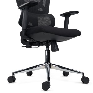 Silla de oficina ergonómica SIDNEY, uso 8 horas, en negro
