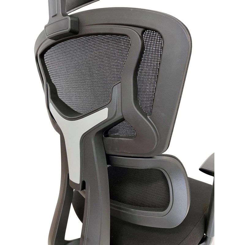 Silla de oficina ergonómica SIDNEY, uso 8 horas, en negro