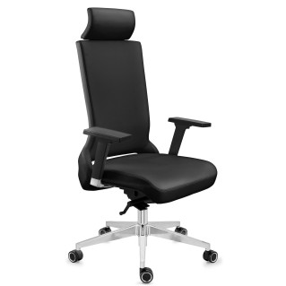 Sillón de oficina RIVIERA, ergonómico, cuero negro