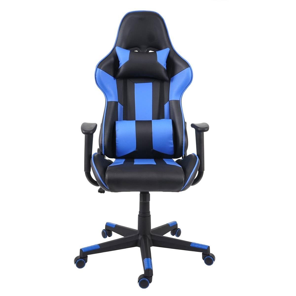 Silla Gaming CAMTON, Respaldo Reclinable, con Cojines, en Piel Negro