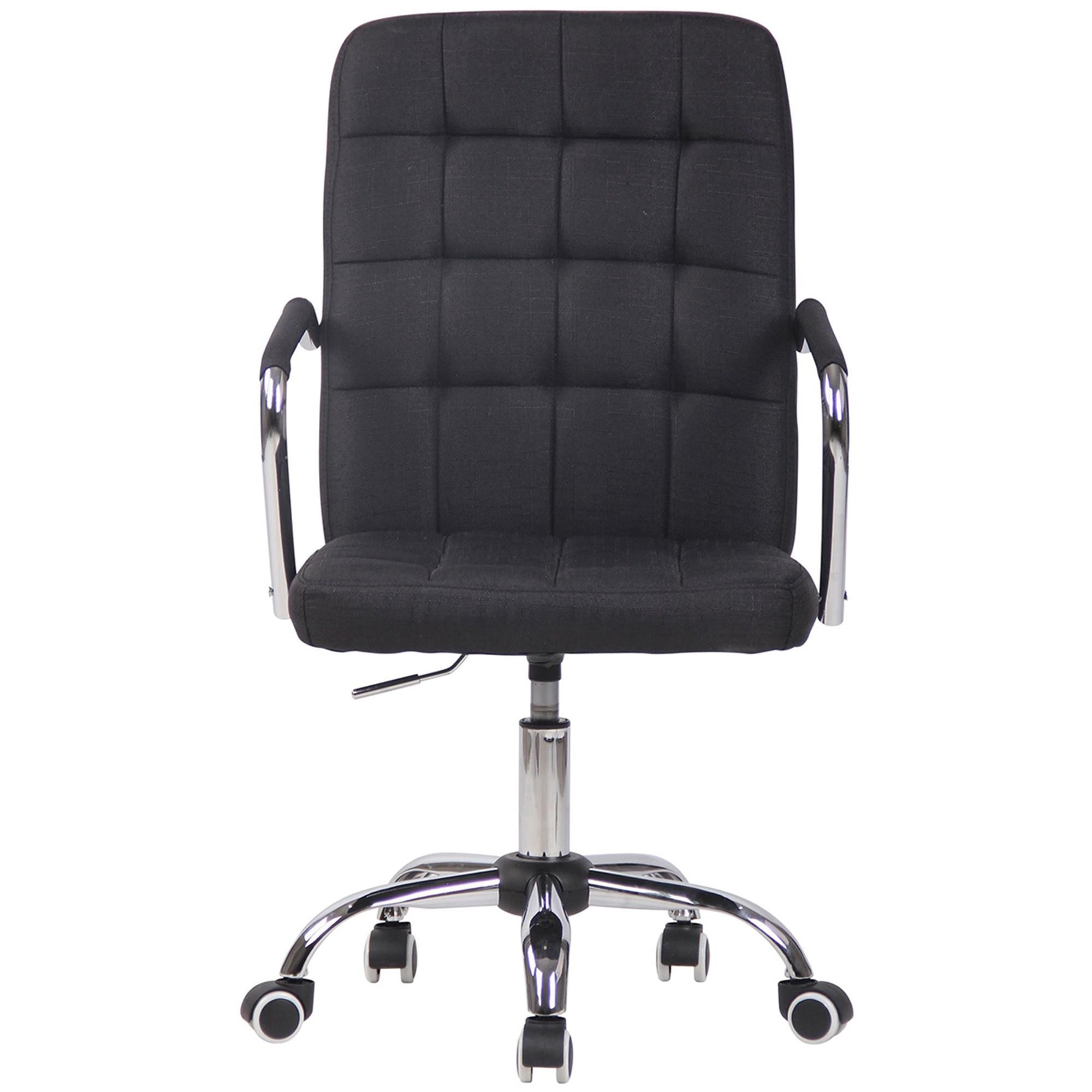 Silla de Oficina BOLTON TELA, Grueso Acolchado, Base Metálica, color Negro
