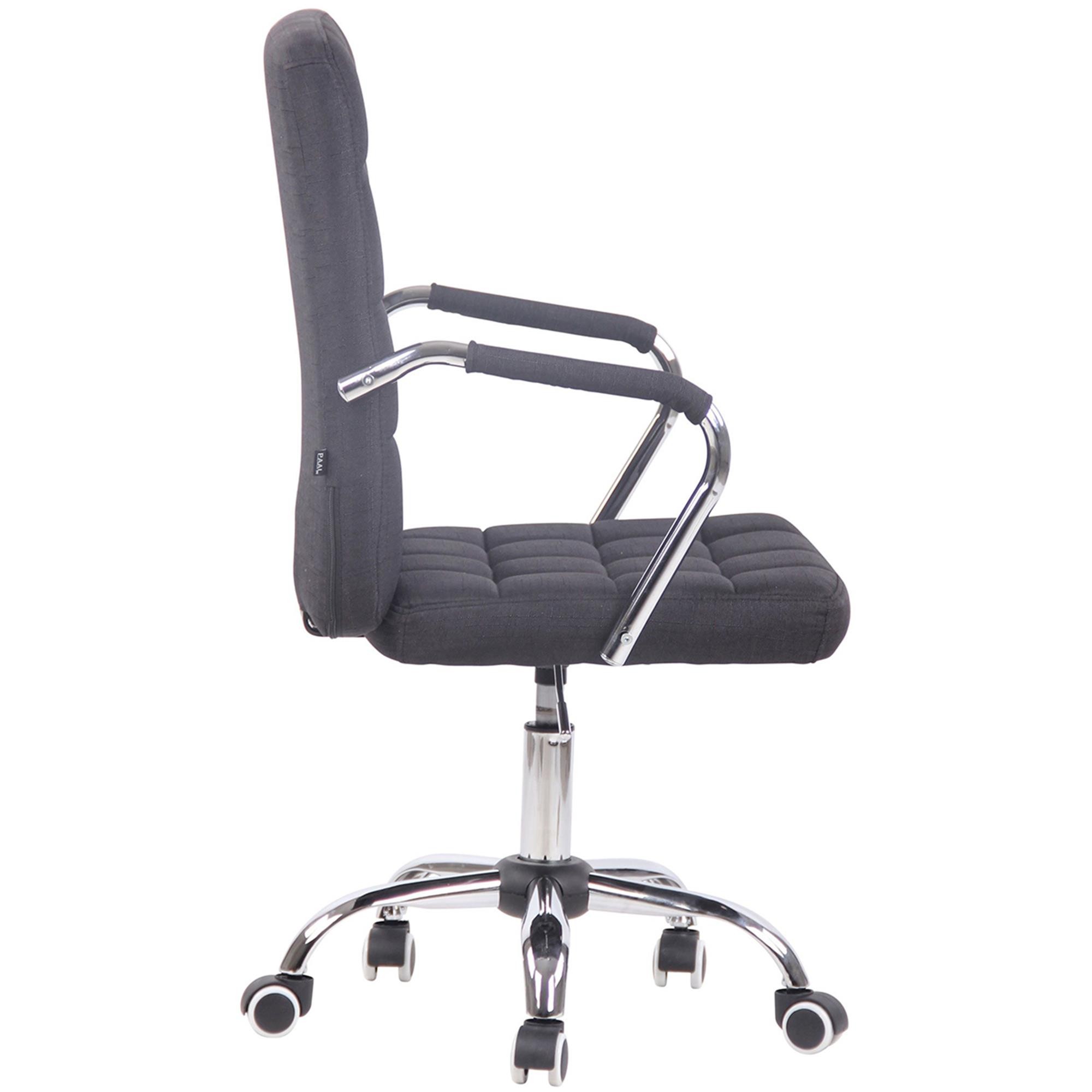 Silla de Oficina BOLTON TELA, Grueso Acolchado, Base Metálica, color Negro