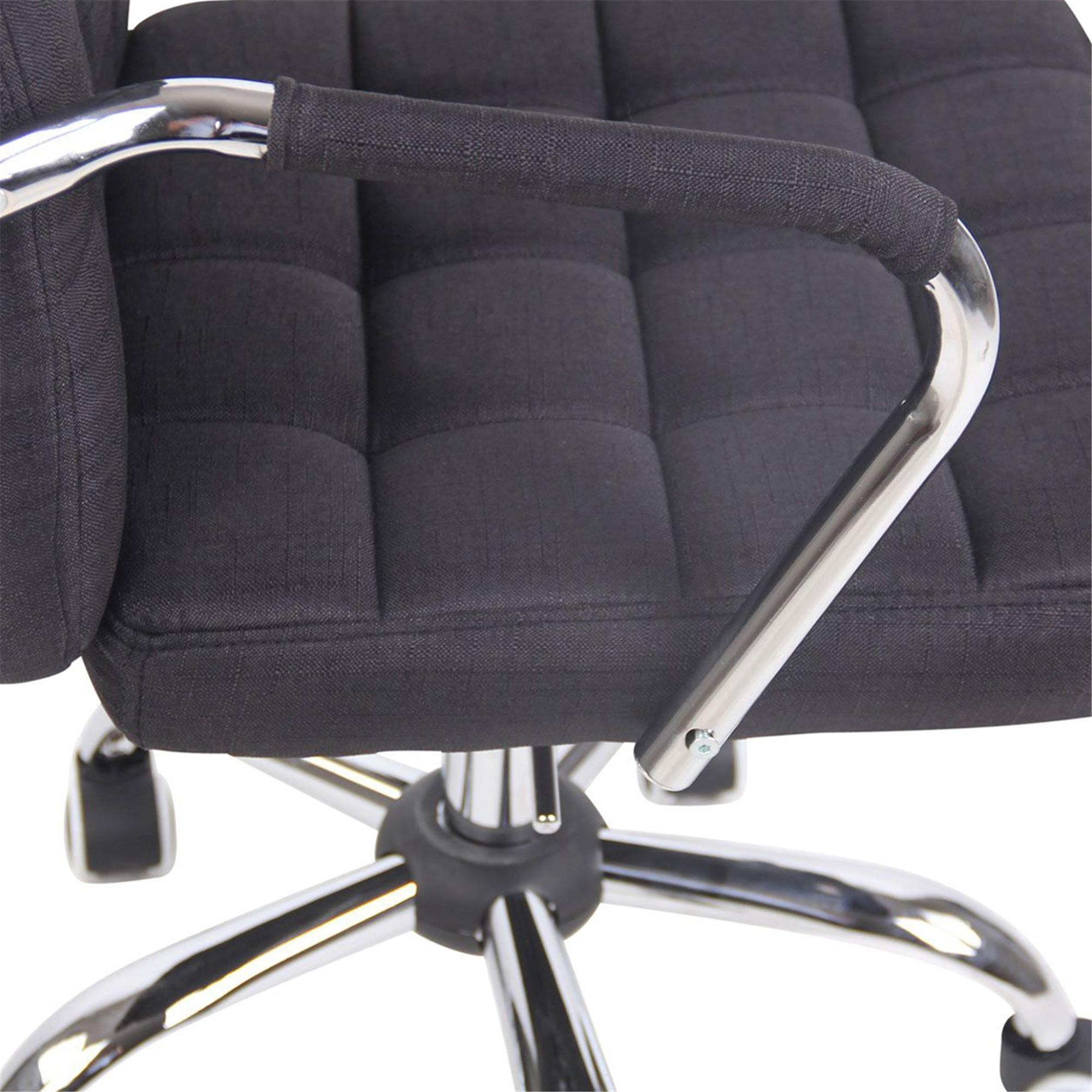 Silla de Oficina BOLTON TELA, Grueso Acolchado, Base Metálica, color Negro