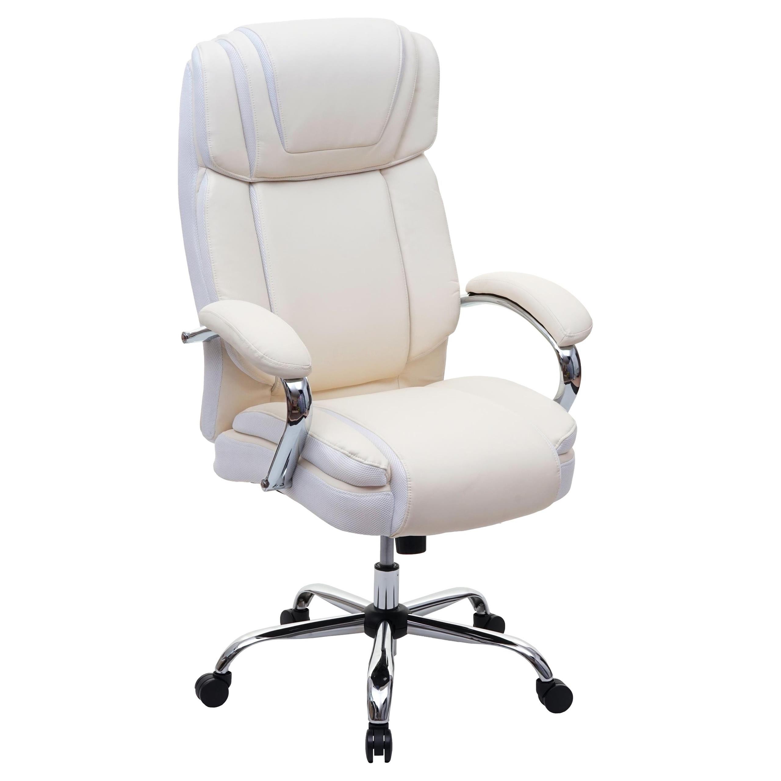 Sillón de Oficina KELTY, Gran Acolchado, Resistente Hasta 220 kg, en Piel color Crema