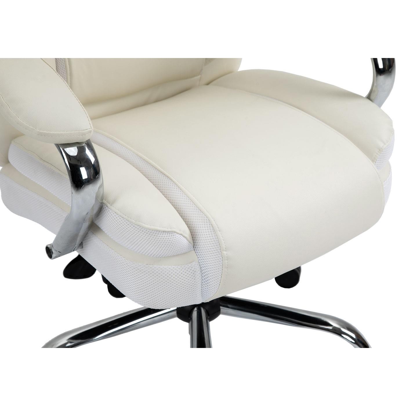 Sillón de Oficina KELTY, Gran Acolchado, Resistente Hasta 220 kg, en Piel color Crema