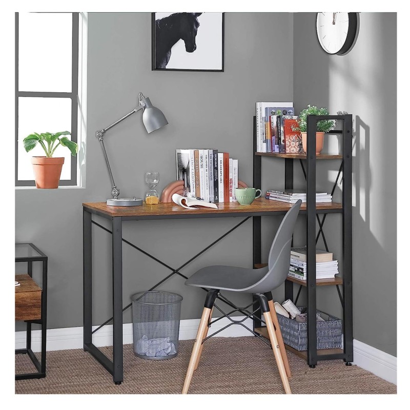 Mesa de Oficina LAIKA, 120x60x120 cm, en Madera y Metal, color Marrón y Negro