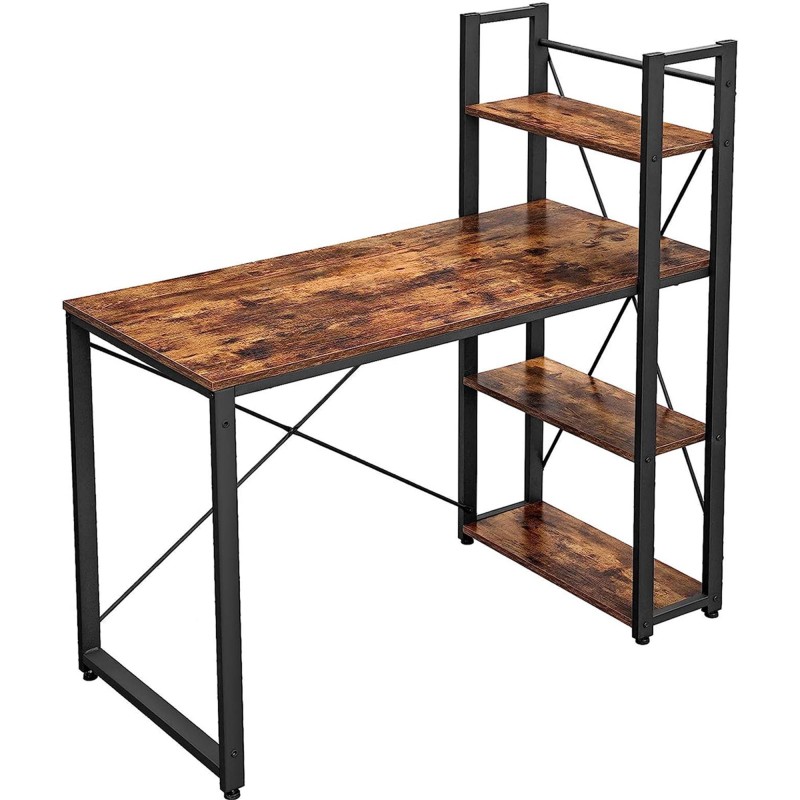 Mesa de Oficina LAIKA, 120x60x120 cm, en Madera y Metal, color Marrón y Negro