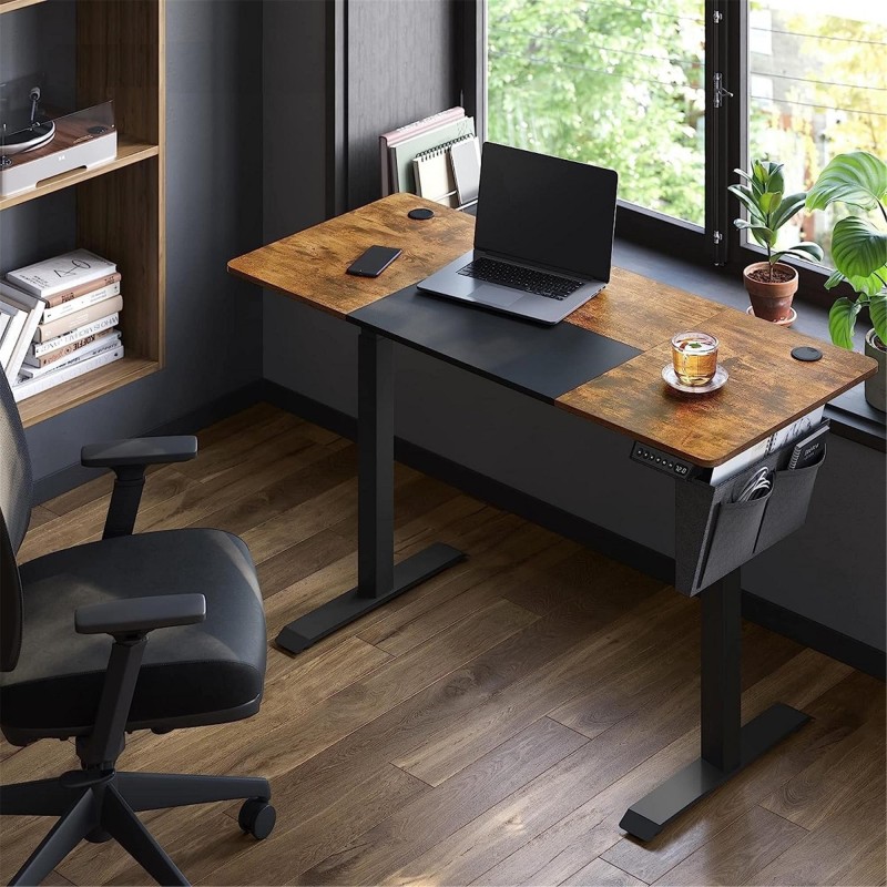 Mesa de Oficina CLOSEN, Elevable, Madera color Marrón y Negro