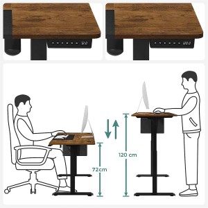 Mesa de Oficina CLOSEN, Elevable, Madera color Marrón y Negro