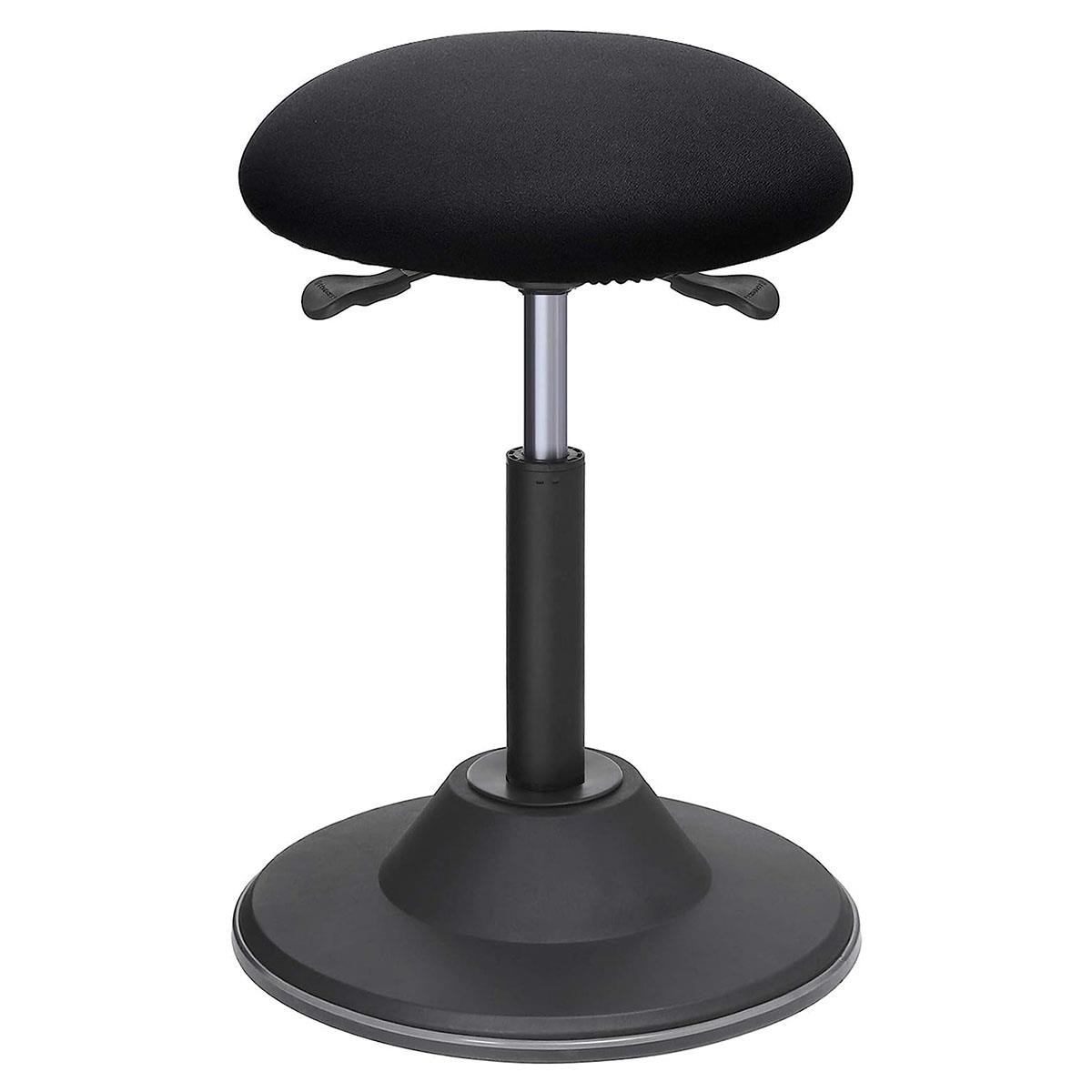 Taburete de Trabajo PONY, Giratorio, Ajustable en Altura, Asiento de Tela color Negro