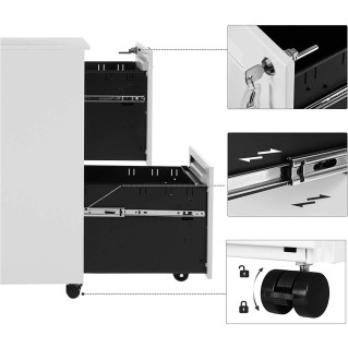 Archivador con Ruedas naker, en metal, color Blanco 2