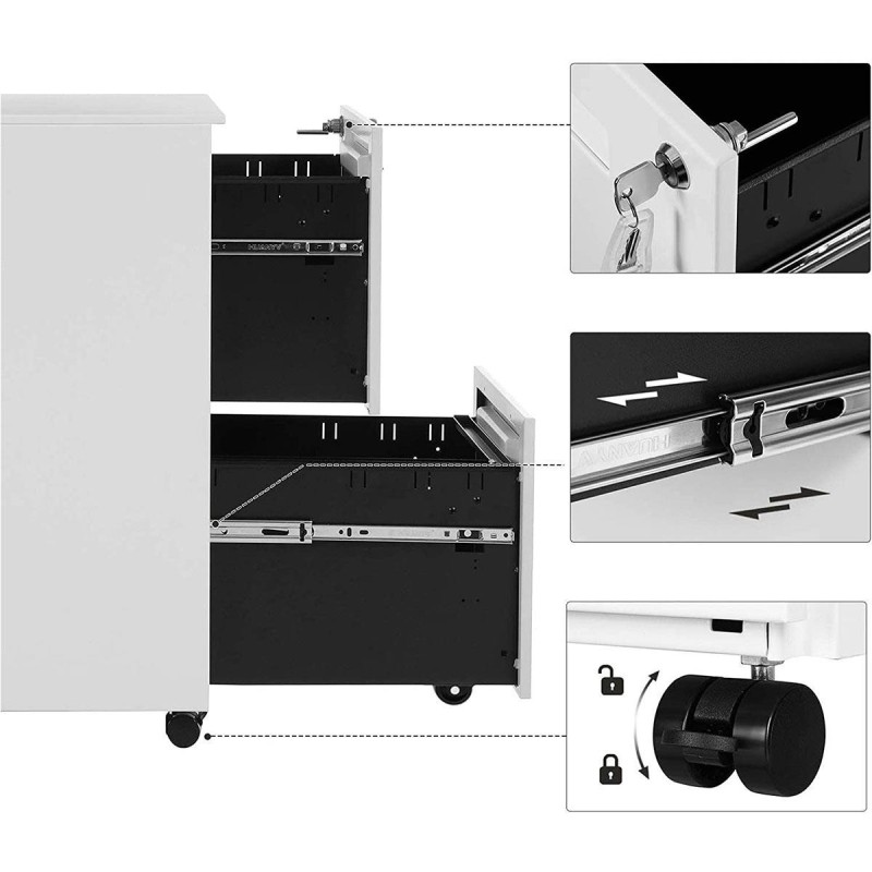 Archivador con Ruedas naker, en metal, color Blanco