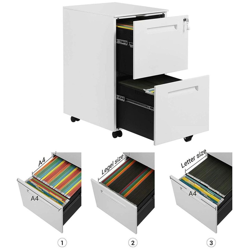 Archivador con Ruedas naker, en metal, color Blanco