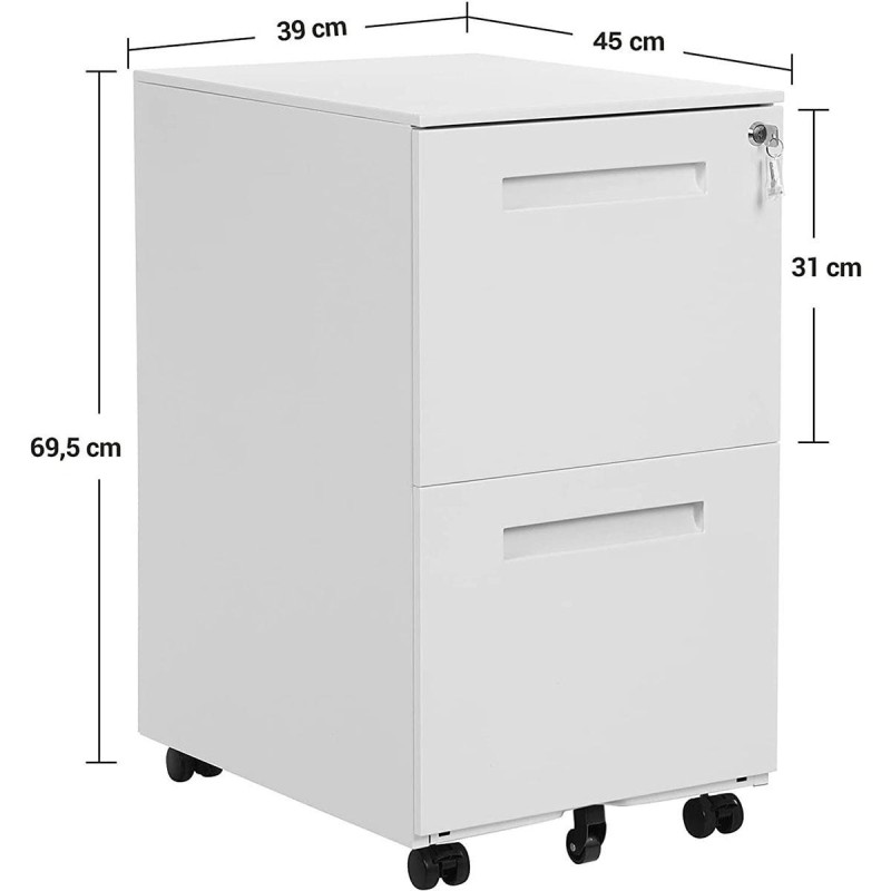 Archivador con Ruedas naker, en metal, color Blanco