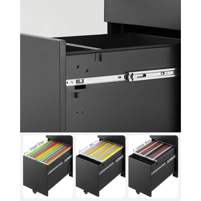 Archivador con Ruedas DAILY, en Acero, color Negro