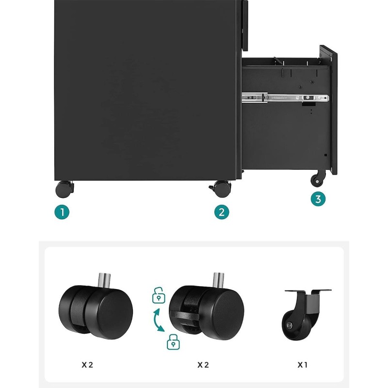 Archivador con Ruedas DAILY, en Acero, color Negro