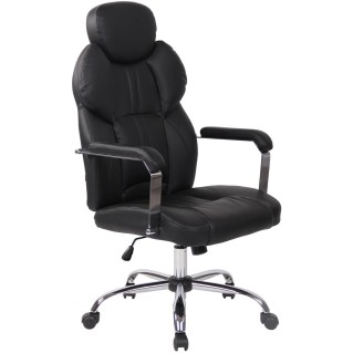 Sillón de oficina CARMELO, Reposacabezas Ajustable, Piel Negra