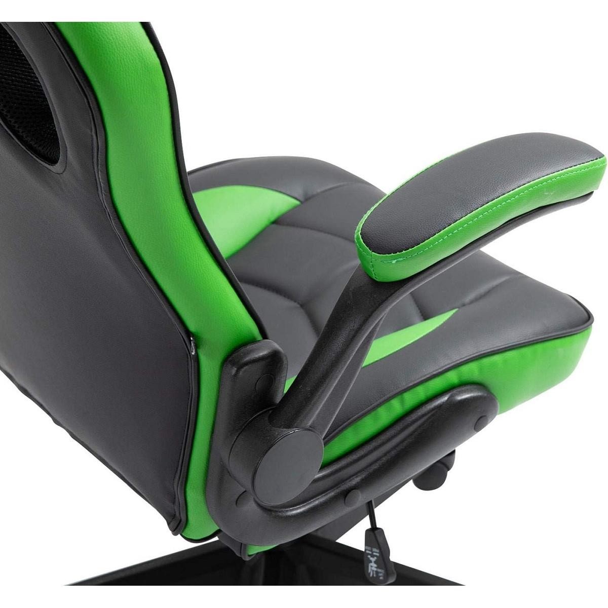 Silla Gaming MAX, Grueso Acolchado, Reposabrazos Abatibles, en Piel color Negro
