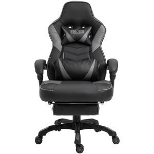 Silla gaming SENNA, reposapiés extensible, con cojines incluidos, en piel color negro