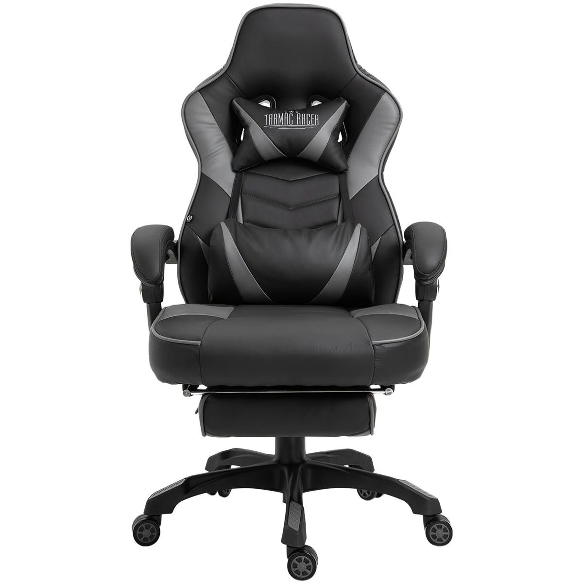 Silla Gaming SENNA, Incluye Reposapiés Extensible, Cojín Cervical y Lumbar, En Negro