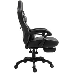 Silla gaming SENNA, reposapiés extensible, con cojines incluidos, en piel color negro