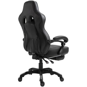 Silla gaming SENNA, reposapiés extensible, con cojines incluidos, en piel color negro