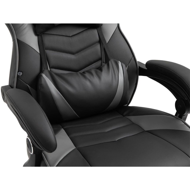 Silla gaming SENNA, reposapiés extensible, con cojines incluidos, en piel color negro
