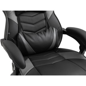 Silla gaming SENNA, reposapiés extensible, con cojines incluidos, en piel color negro