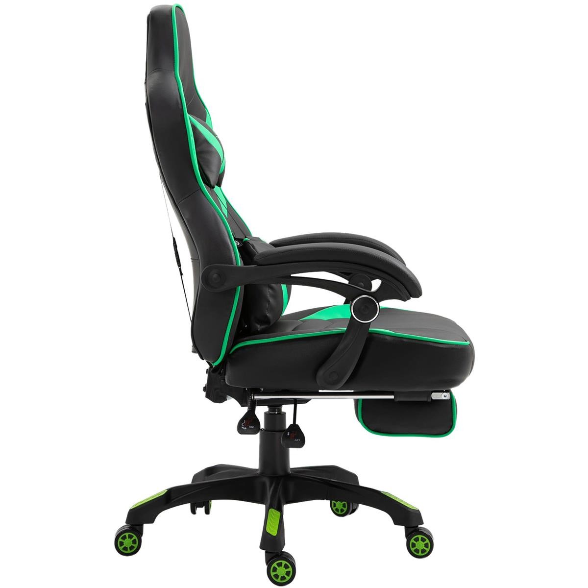 Silla Gaming SENNA, Incluye Reposapiés Extensible, Cojín Cervical y Lumbar, En Negro