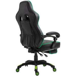 Silla gaming SENNA, reposapiés extensible, con cojines incluidos, en piel color negro