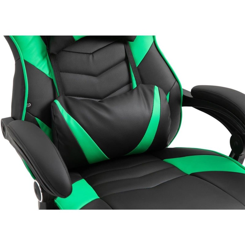Silla gaming SENNA, reposapiés extensible, con cojines incluidos, en piel color negro